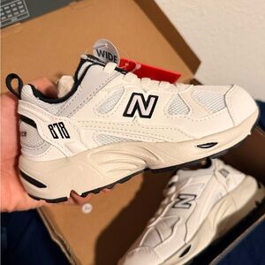 New Balance Kids' Cream and Black Sneakers